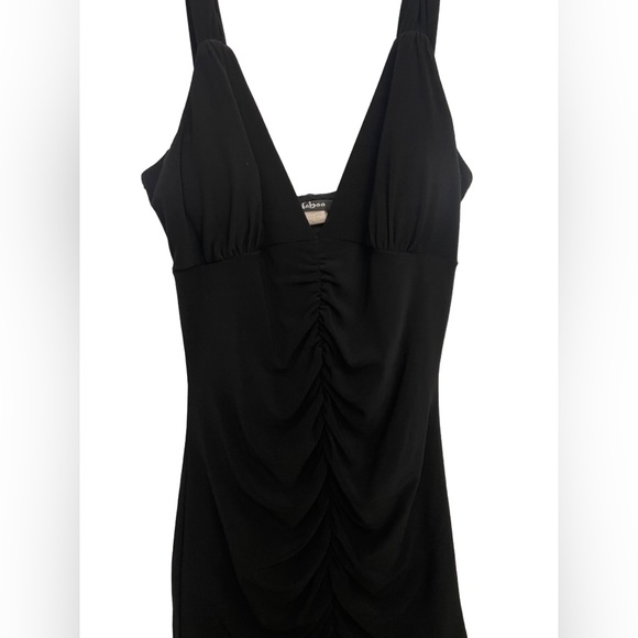 BLACK RUCHED MINI DRESS - Picture 2 of 5